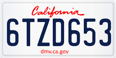 CA license plate 6TZD653