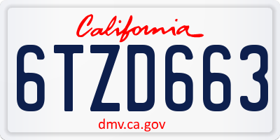 CA license plate 6TZD663