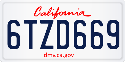 CA license plate 6TZD669