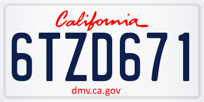CA license plate 6TZD671