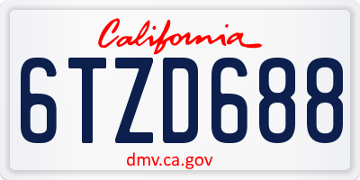 CA license plate 6TZD688