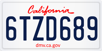 CA license plate 6TZD689