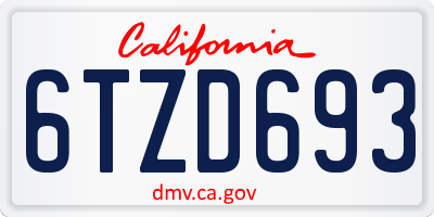 CA license plate 6TZD693