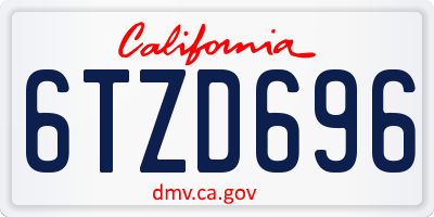 CA license plate 6TZD696