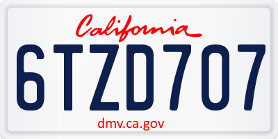 CA license plate 6TZD707