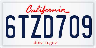 CA license plate 6TZD709