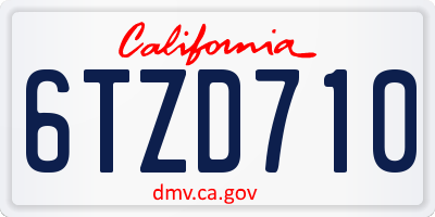 CA license plate 6TZD710