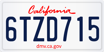 CA license plate 6TZD715