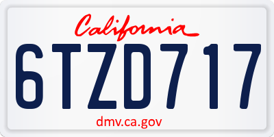 CA license plate 6TZD717