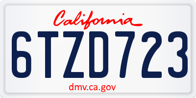 CA license plate 6TZD723