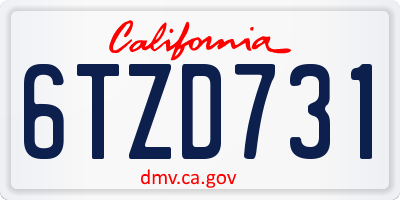 CA license plate 6TZD731