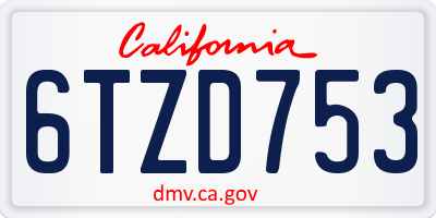 CA license plate 6TZD753