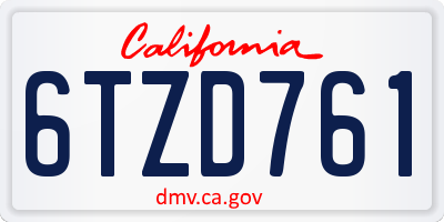 CA license plate 6TZD761