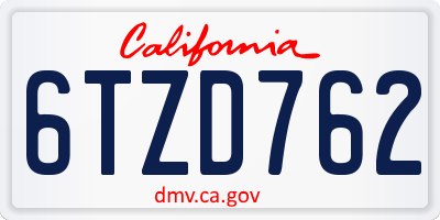 CA license plate 6TZD762