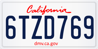 CA license plate 6TZD769