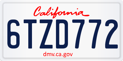 CA license plate 6TZD772