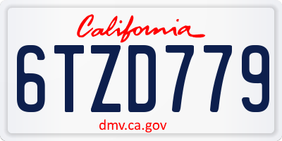 CA license plate 6TZD779