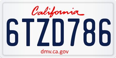 CA license plate 6TZD786