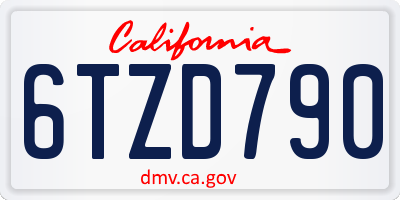 CA license plate 6TZD790