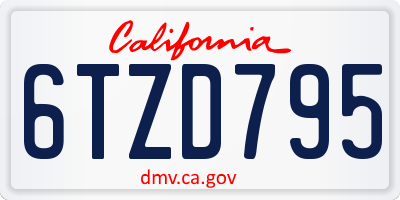 CA license plate 6TZD795