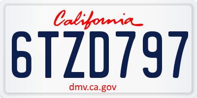 CA license plate 6TZD797