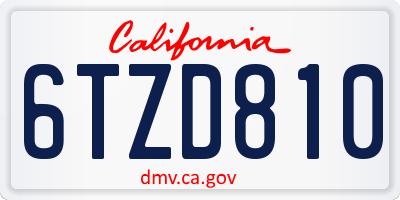 CA license plate 6TZD810