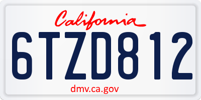 CA license plate 6TZD812