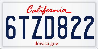 CA license plate 6TZD822