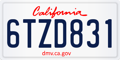 CA license plate 6TZD831