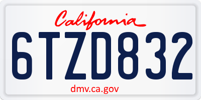 CA license plate 6TZD832