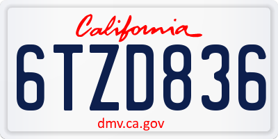 CA license plate 6TZD836