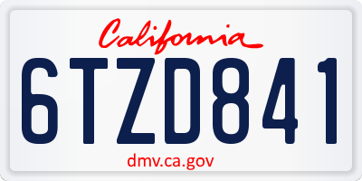 CA license plate 6TZD841