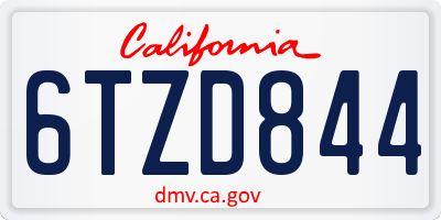 CA license plate 6TZD844