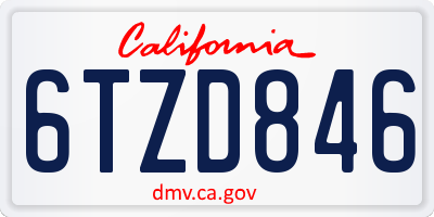 CA license plate 6TZD846