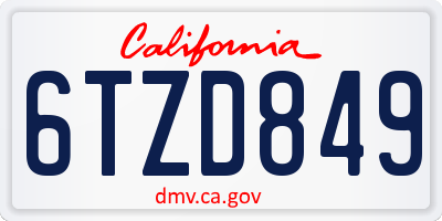 CA license plate 6TZD849
