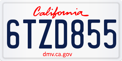 CA license plate 6TZD855