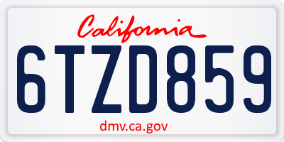 CA license plate 6TZD859