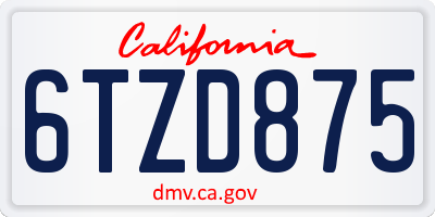 CA license plate 6TZD875