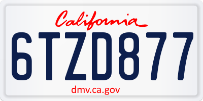 CA license plate 6TZD877