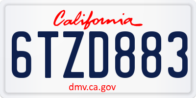 CA license plate 6TZD883