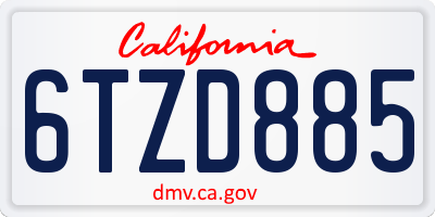 CA license plate 6TZD885