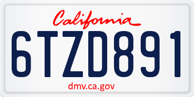 CA license plate 6TZD891
