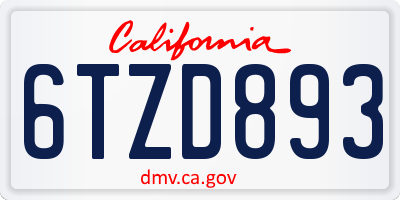 CA license plate 6TZD893
