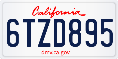 CA license plate 6TZD895
