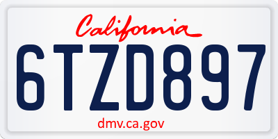 CA license plate 6TZD897