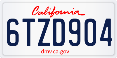 CA license plate 6TZD904