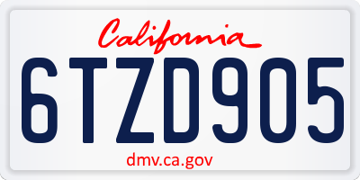 CA license plate 6TZD905