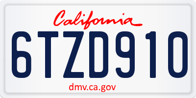 CA license plate 6TZD910