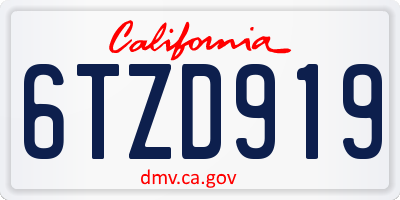 CA license plate 6TZD919