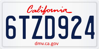 CA license plate 6TZD924